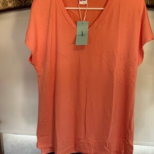 Vibrant Orange Cap Sleeve Relaxed Tee